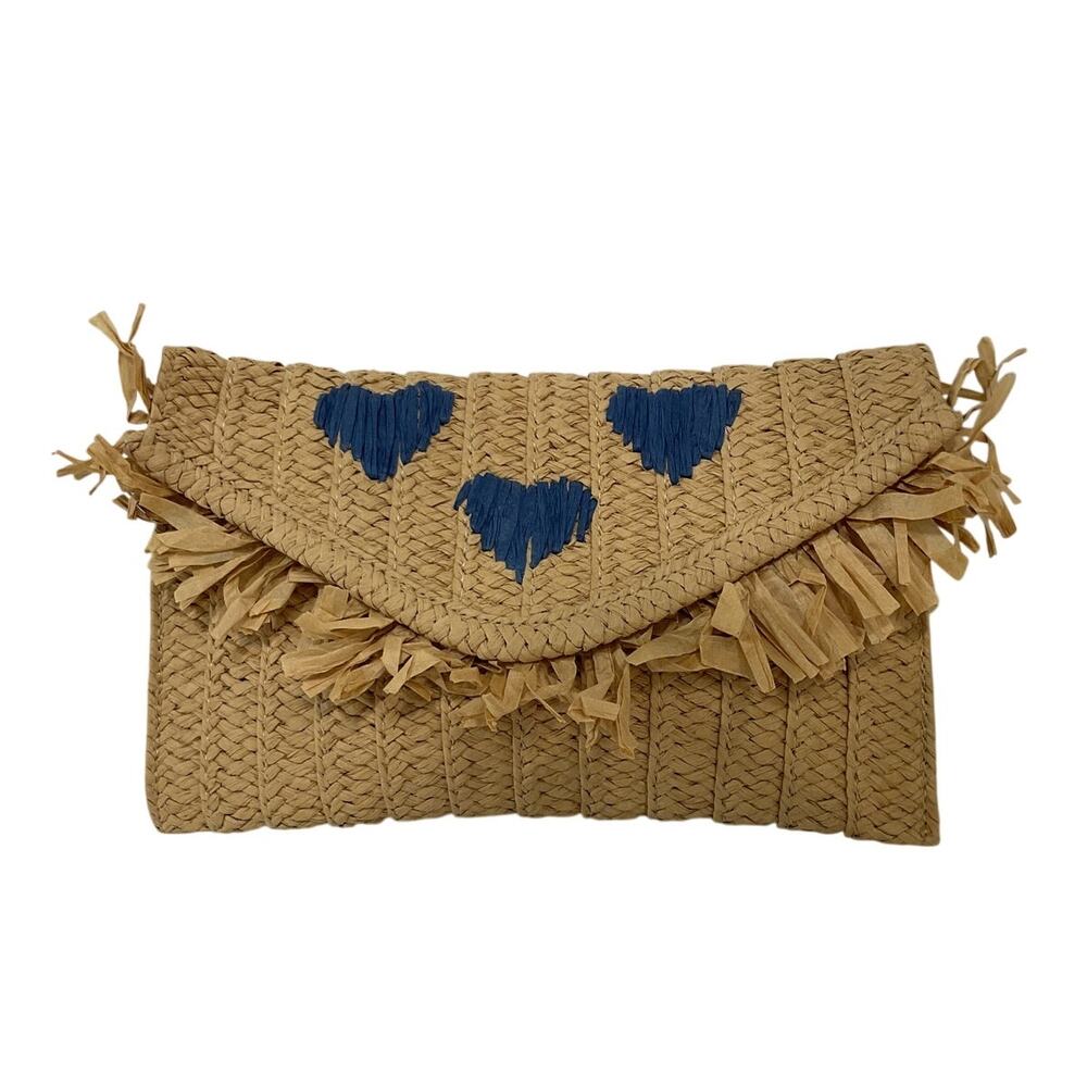 Btb Los Angeles Woven Sand/Navy Be Mine Clutch Bag - Picture 2 of 5